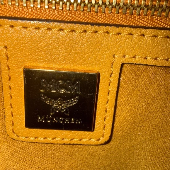 MCM Rare Toni Studded Shopper Cognac Visetos Bag - Picture 11 of 13